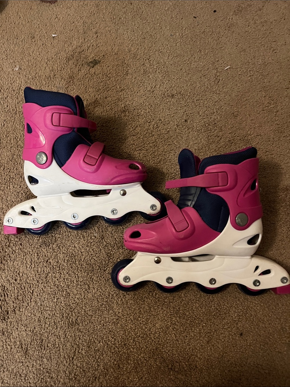 Girls Pink and Navy Adjustable Inline Skates